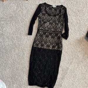 Almost Famous Black and Gold Lace Dress